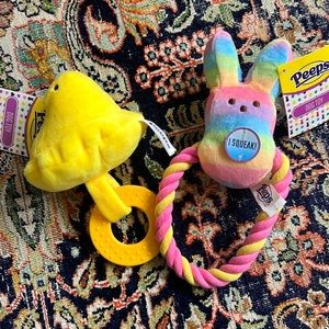 Rainbow Peep and Yellow chick Easter dog toys
